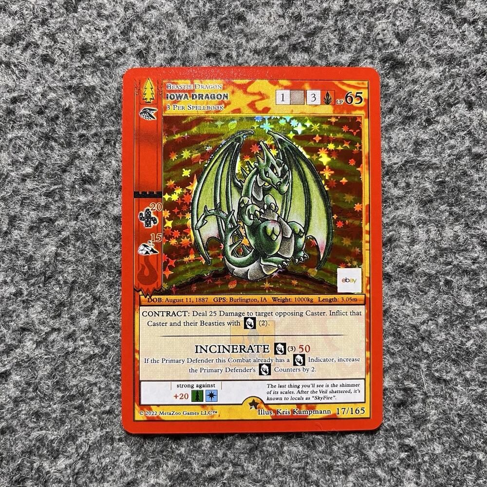 Metazoo x EBay Iowa Dragon 17/165 Full Holo Wilderness Stamped NM